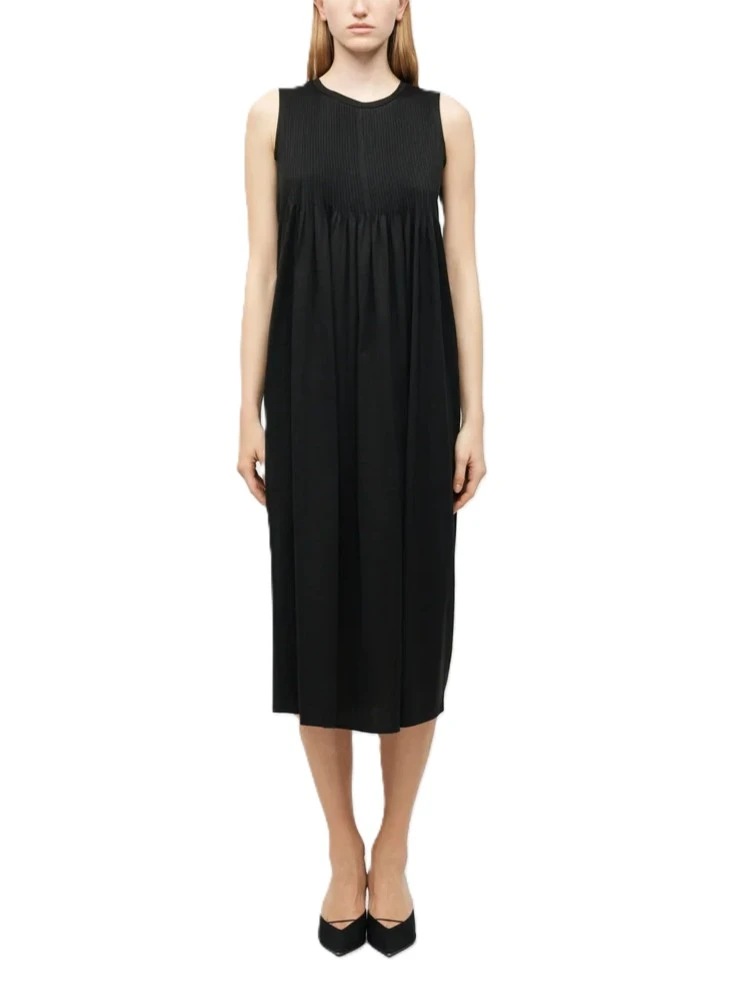 VESTITO LUNGO CON CHIUSURA FIOCCO DONNA NERO