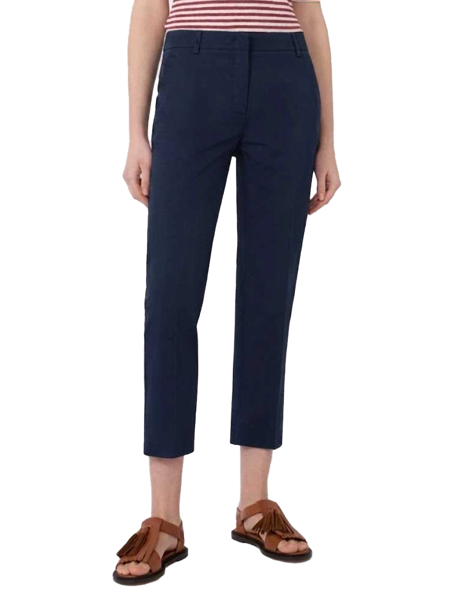 PANTALONE CROPPED IN GARBADINA DI COTONE STRECTH DONNA BLU