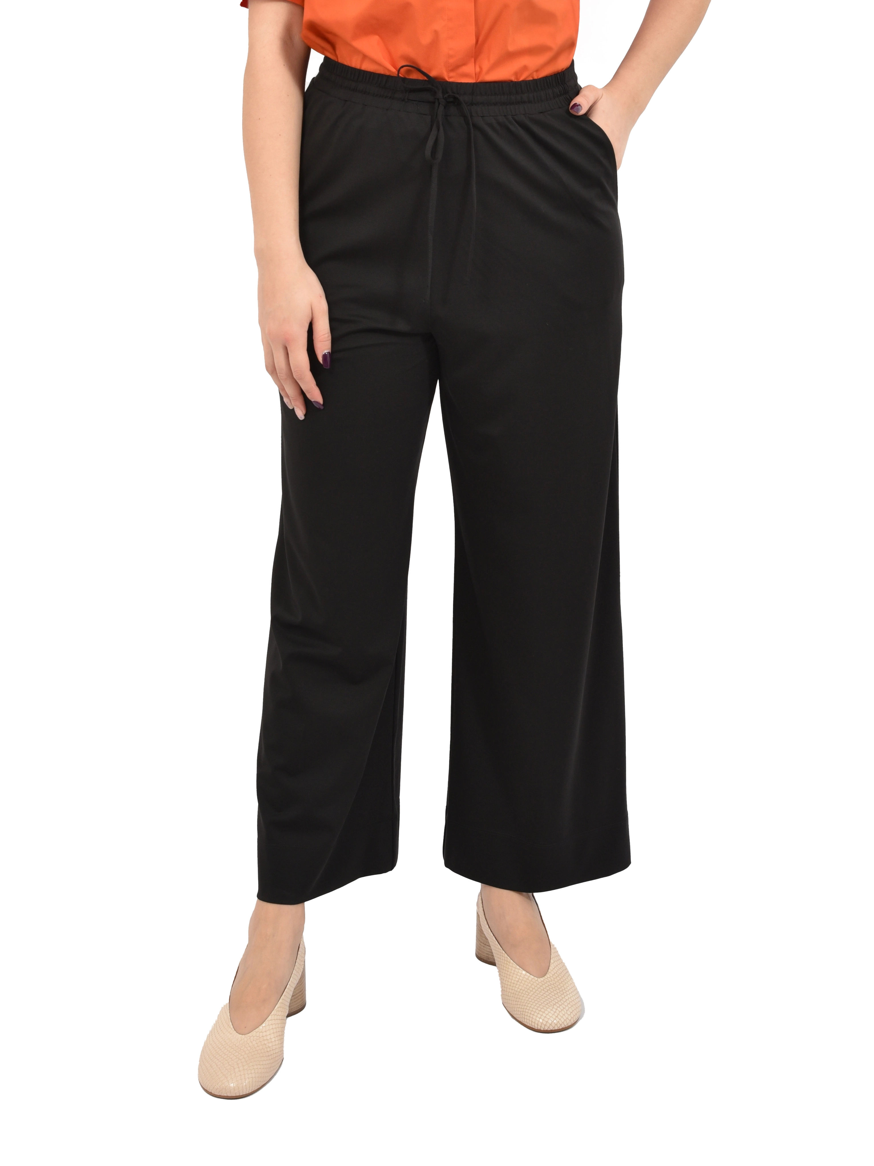 PANTALONE PALAZZO CON COULISSE CON TASCHE LATERALI E POSTERIORI DONNA NERO