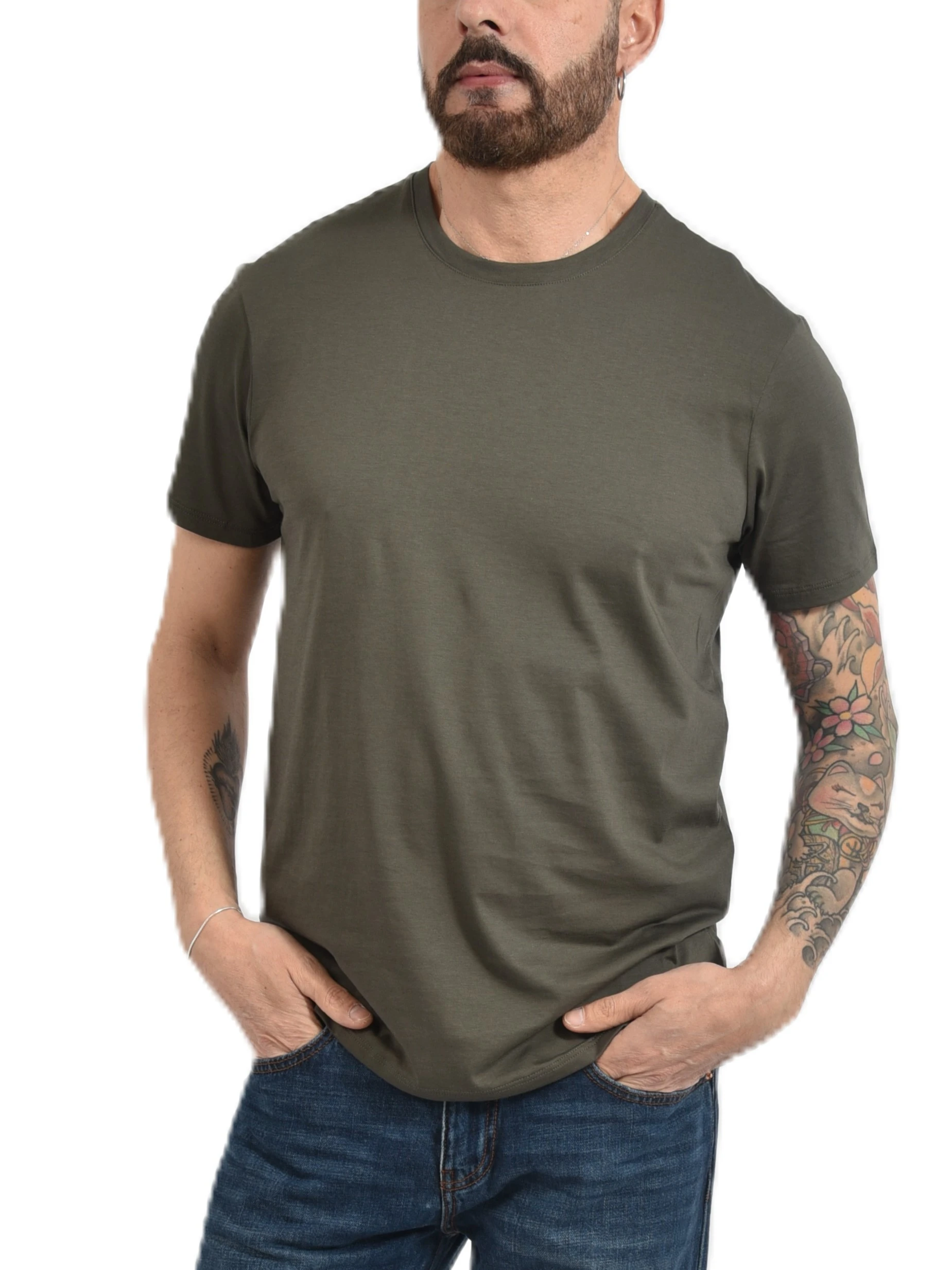 T-SHIRT MANICA CORTA CON MICRO LOGO APPLICATO UOMO VERDE
