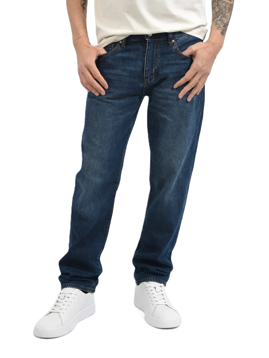 JEANS REGULAR CON PATCH LOGATO UOMO BLU