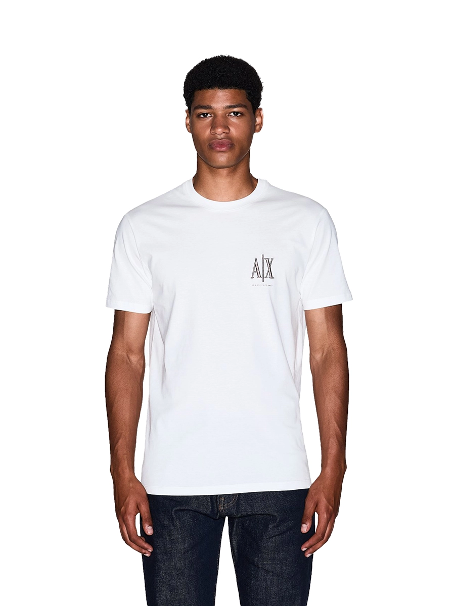 T-SHIRT MANICA CORTA CON LOGO SUL PETTO A CONTRASTO UOMO BIANCO