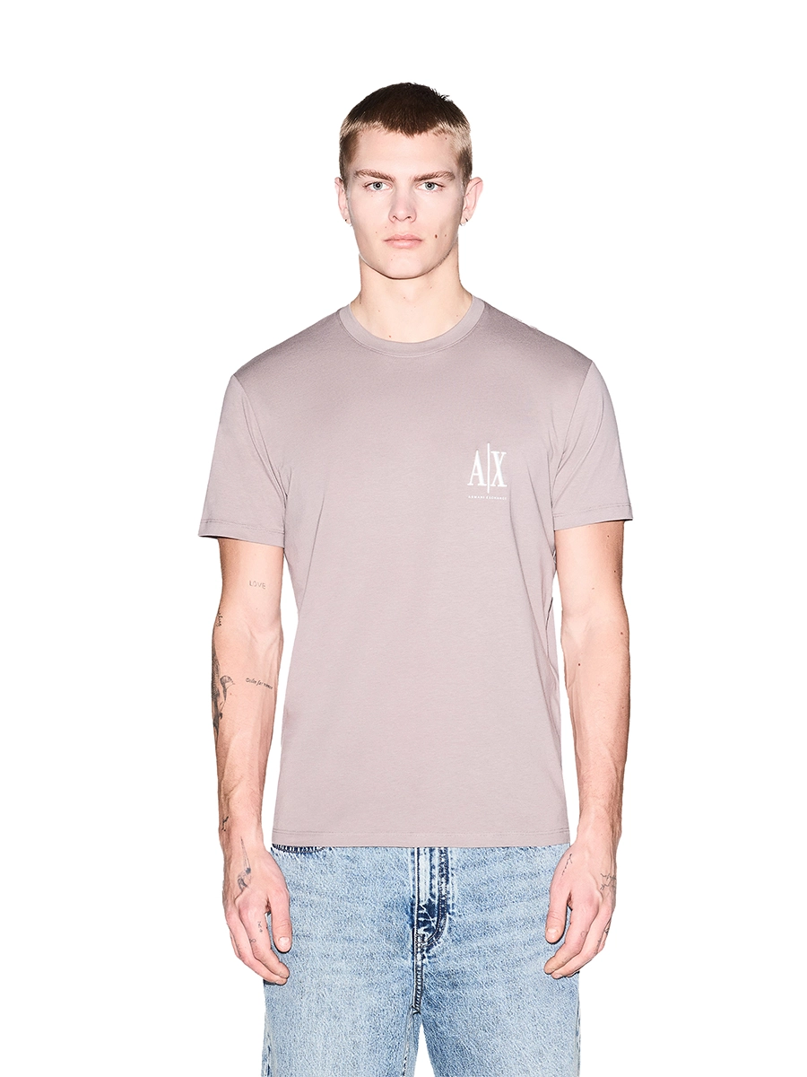 T-SHIRT MANICA CORTA CON LOGO SUL PETTO A CONTRASTO UOMO BEIGE