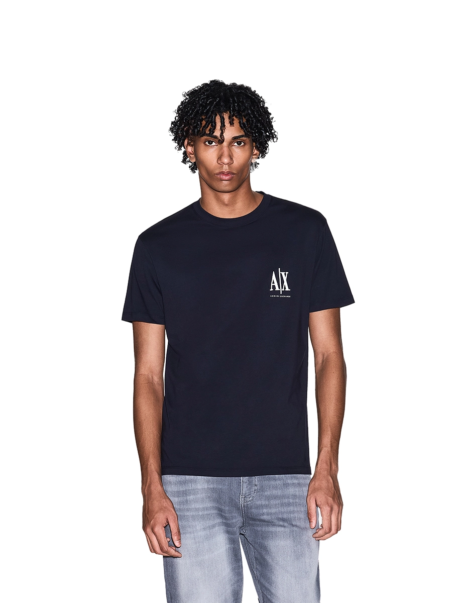 T-SHIRT MANICA CORTA CON LOGO SUL PETTO A CONTRASTO UOMO  BLU