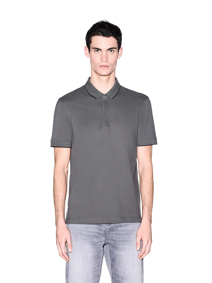 POLO MANICA CORTA CON RIFINITURE A CONTRASTO UOMO GRIGIO
