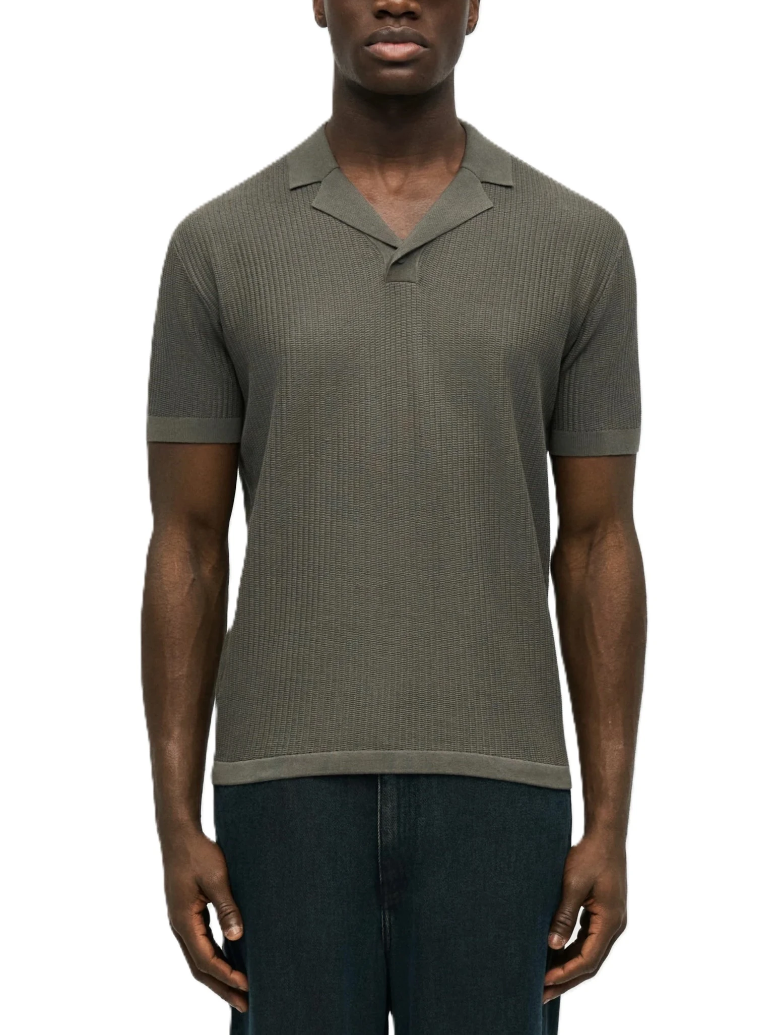 POLO MANICA CORTA CON MOTIVO ALL OVER A RILIEVO UOMO VERDE