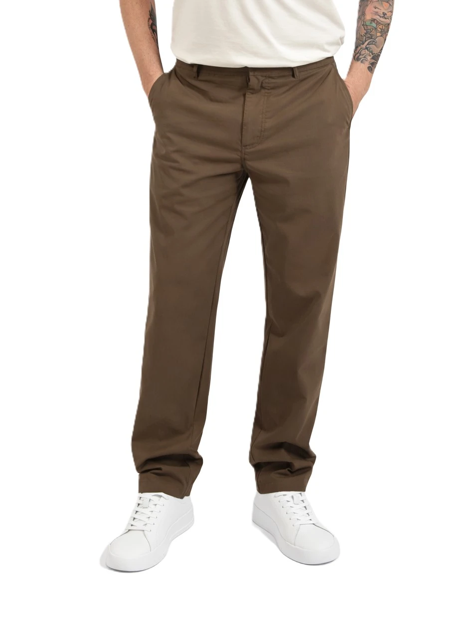 PANTALONI CHINO VESTIBILITA' SLIM ELASTICIZZATI UOMO MARRONE