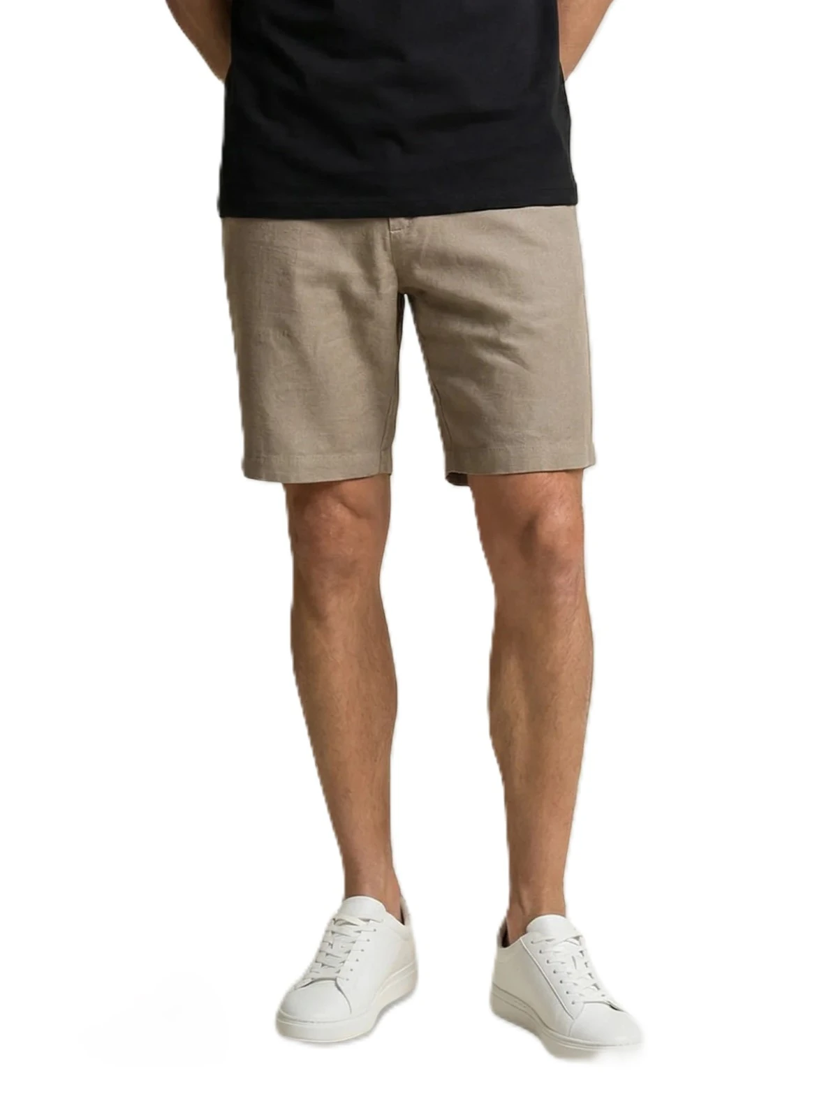 BERMUDA IN MISTO COTONE CON PASSANTI E TASCHE LINO UOMO GRIGIO