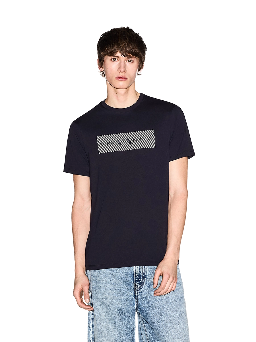 T-SHIRT MANICA CORTA CON STAMPA DEL LOGO UOMO  BLU