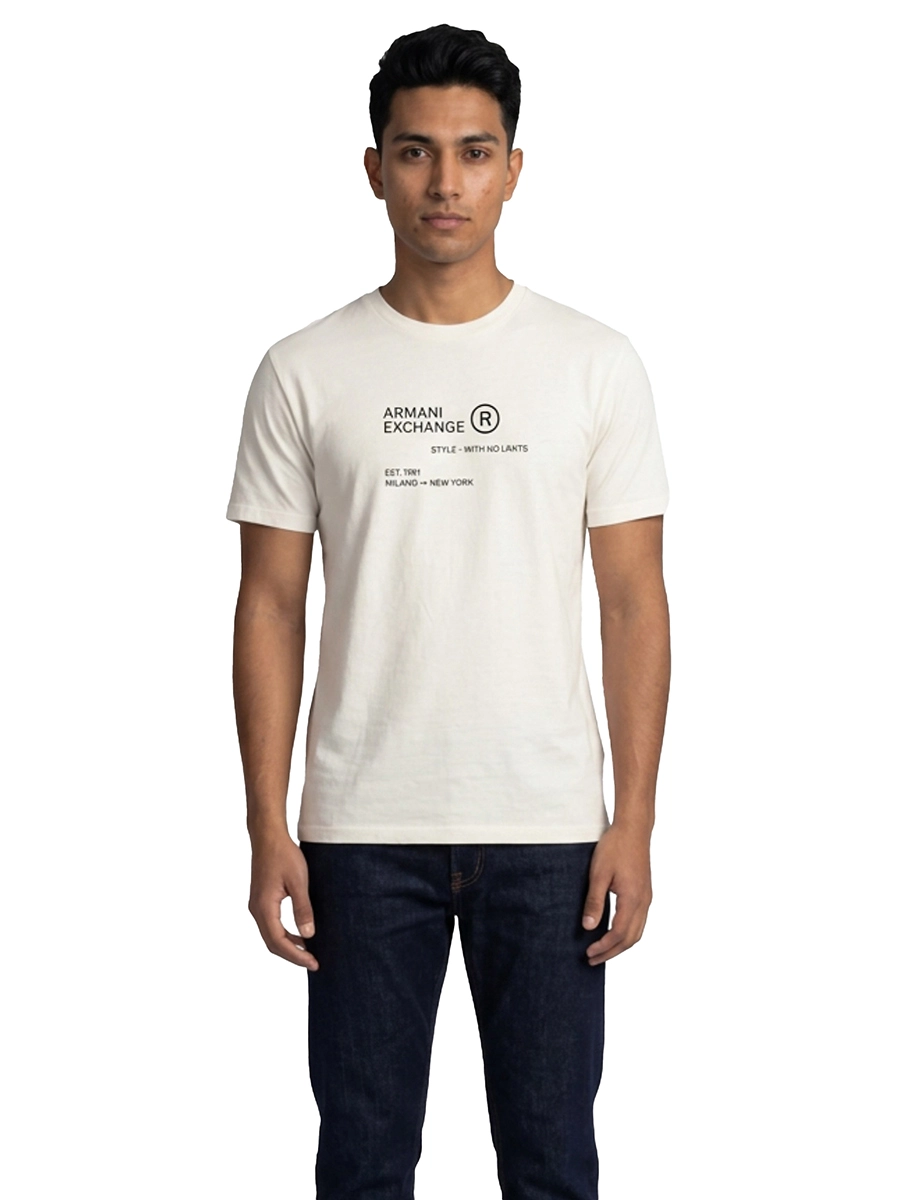 T-SHIRT MANICA CORTA CON TESTO STAMPATO UOMO BIANCO