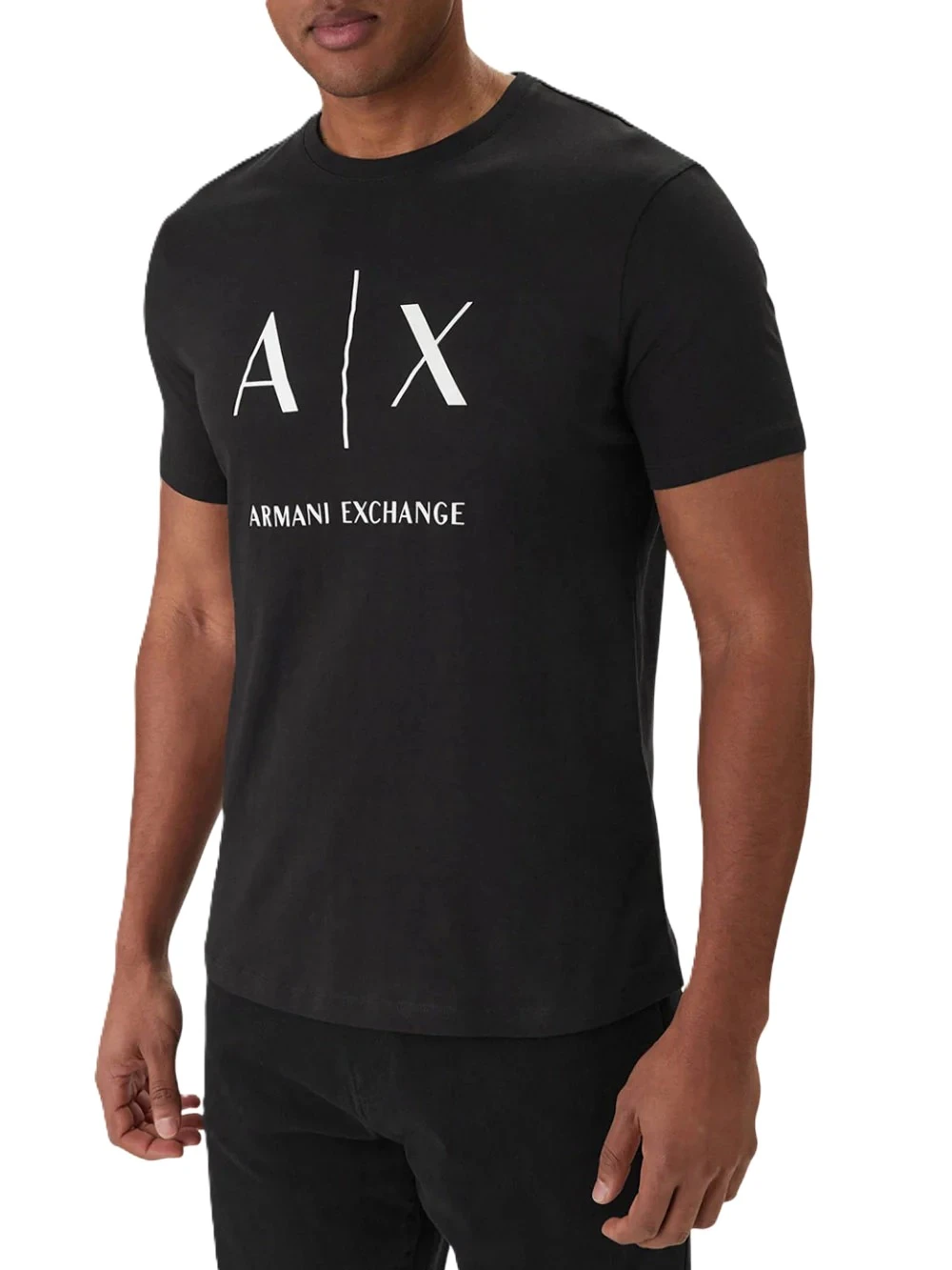 T-SHIRT MANICA CORTA IN COTONE  CON STAMPA LOGO UOMO NERO