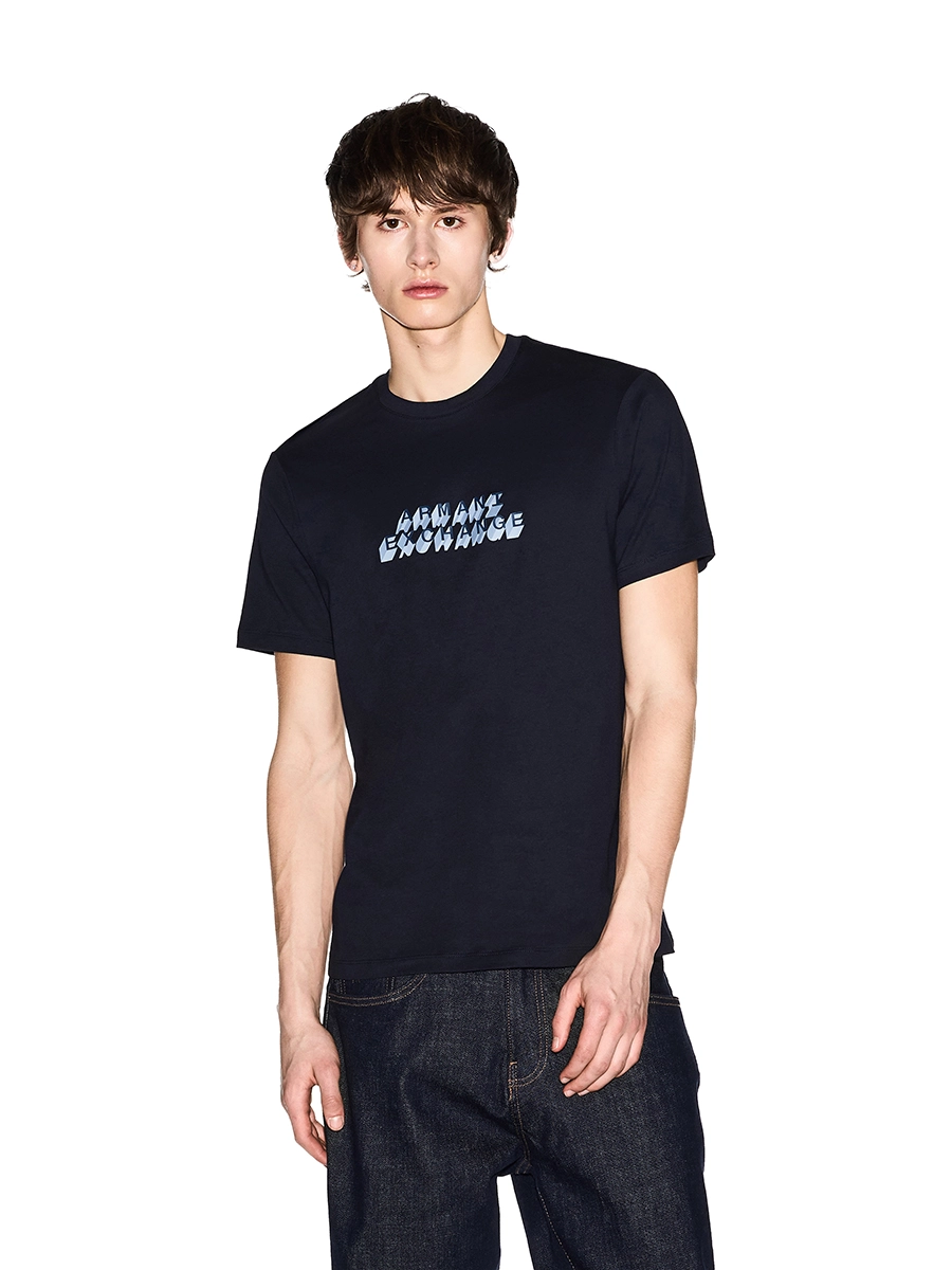 T-SHIRT MANICA CORTA CON LOGO 3D UOMO BLU