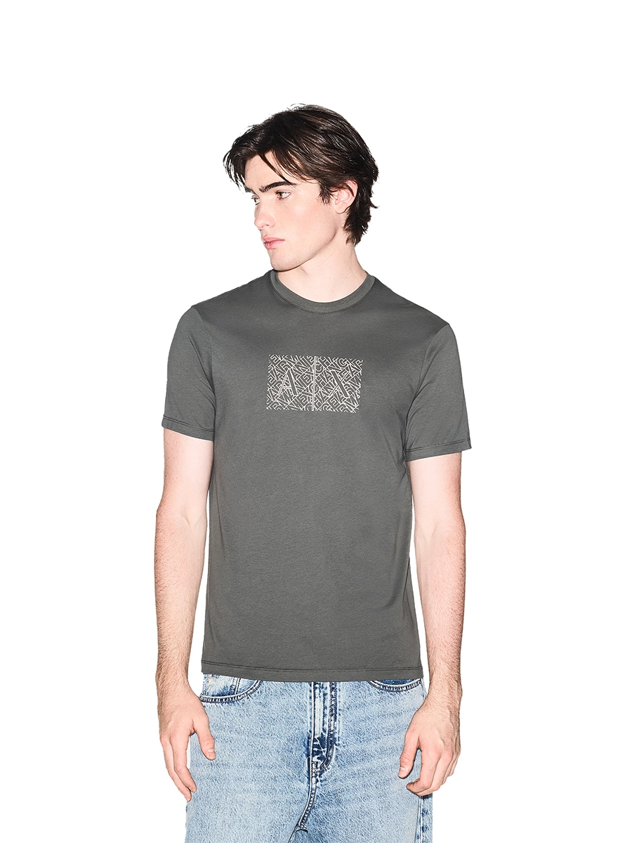 T-SHIRT MANICA CORTA CON GRAFICA LOGO UOMO GRIGIO