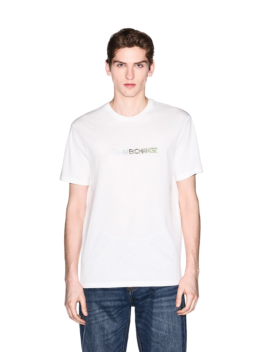 T-SHIORT MANICA CORTA CON LOGO OLOGRAFICO UOMO BIANCO