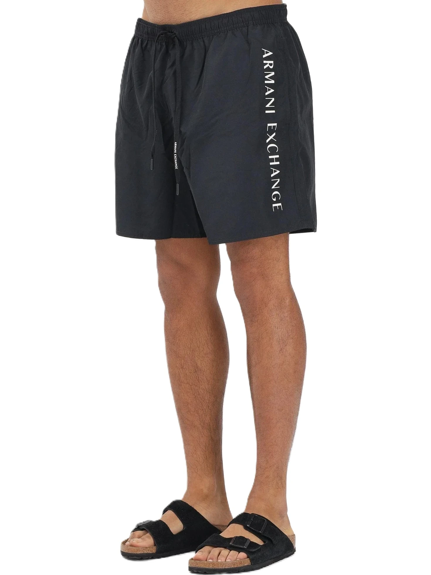 COSTUME BOXER CON COULISSE E LOGO VERTICALE UOMO NERO