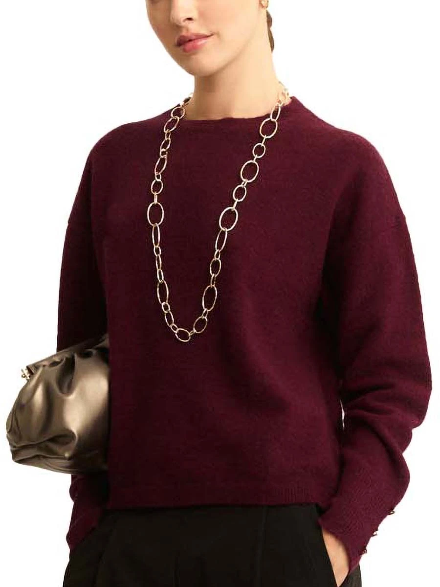 MAGLIA GIROCOLLO IN MISTO LANA ALPACA DONNA BORDEAUX