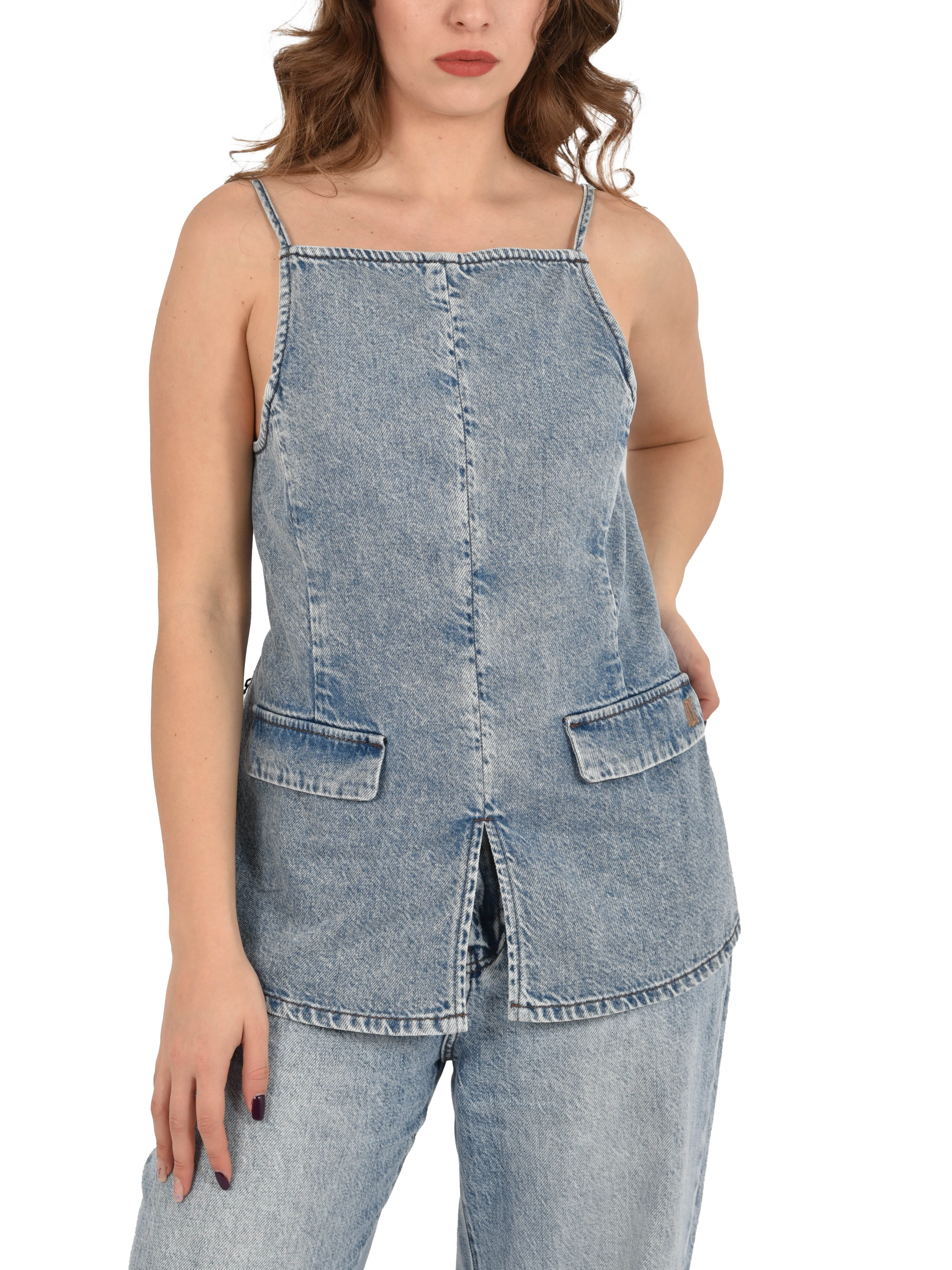 TOP IN DENIM SCHIENA SCOPERTA DONNA DONNA BLU