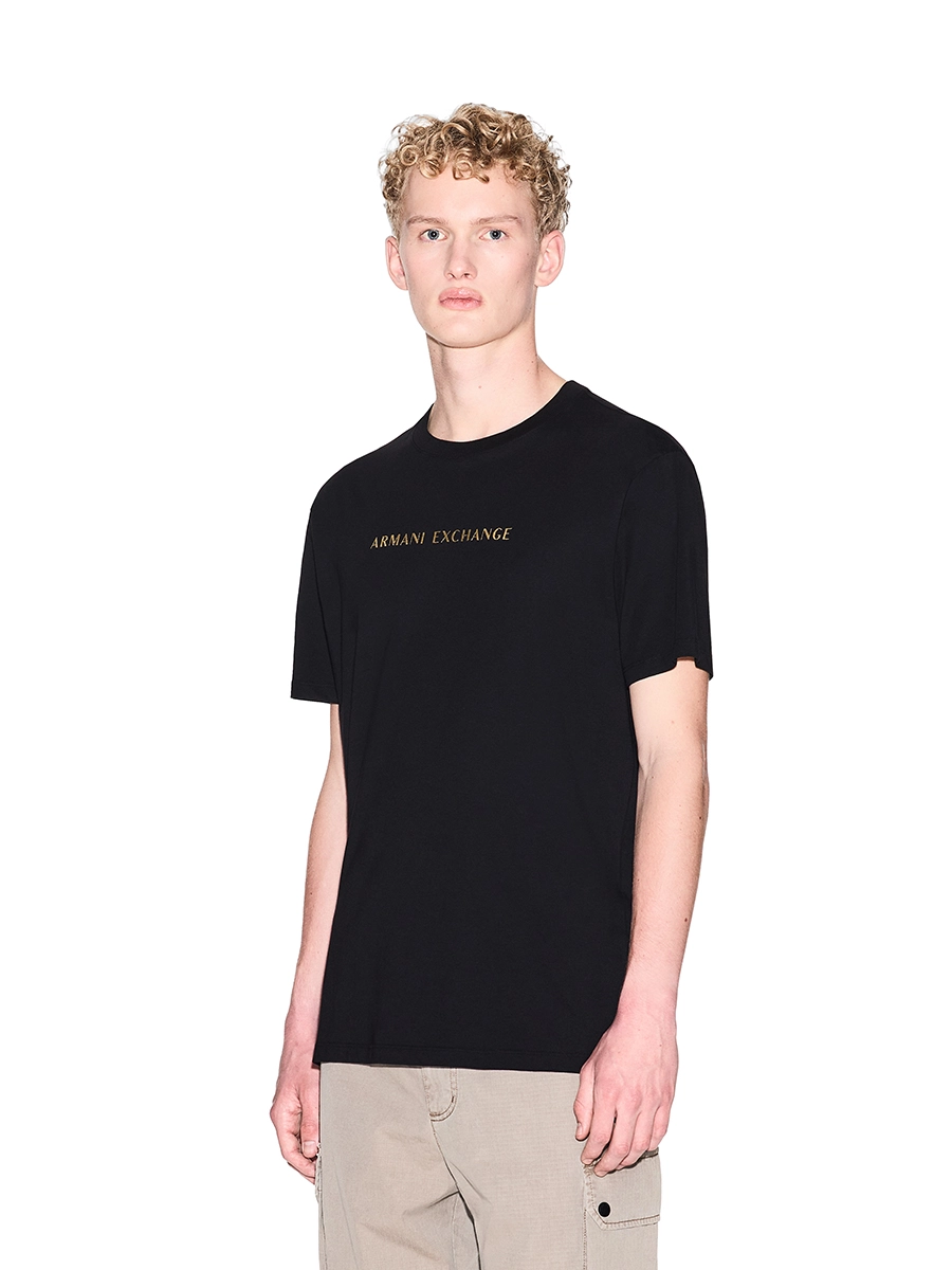 T-SHIRT MANICA CORTA CON DETTAGLIO SUL PETTO UOMO NERO