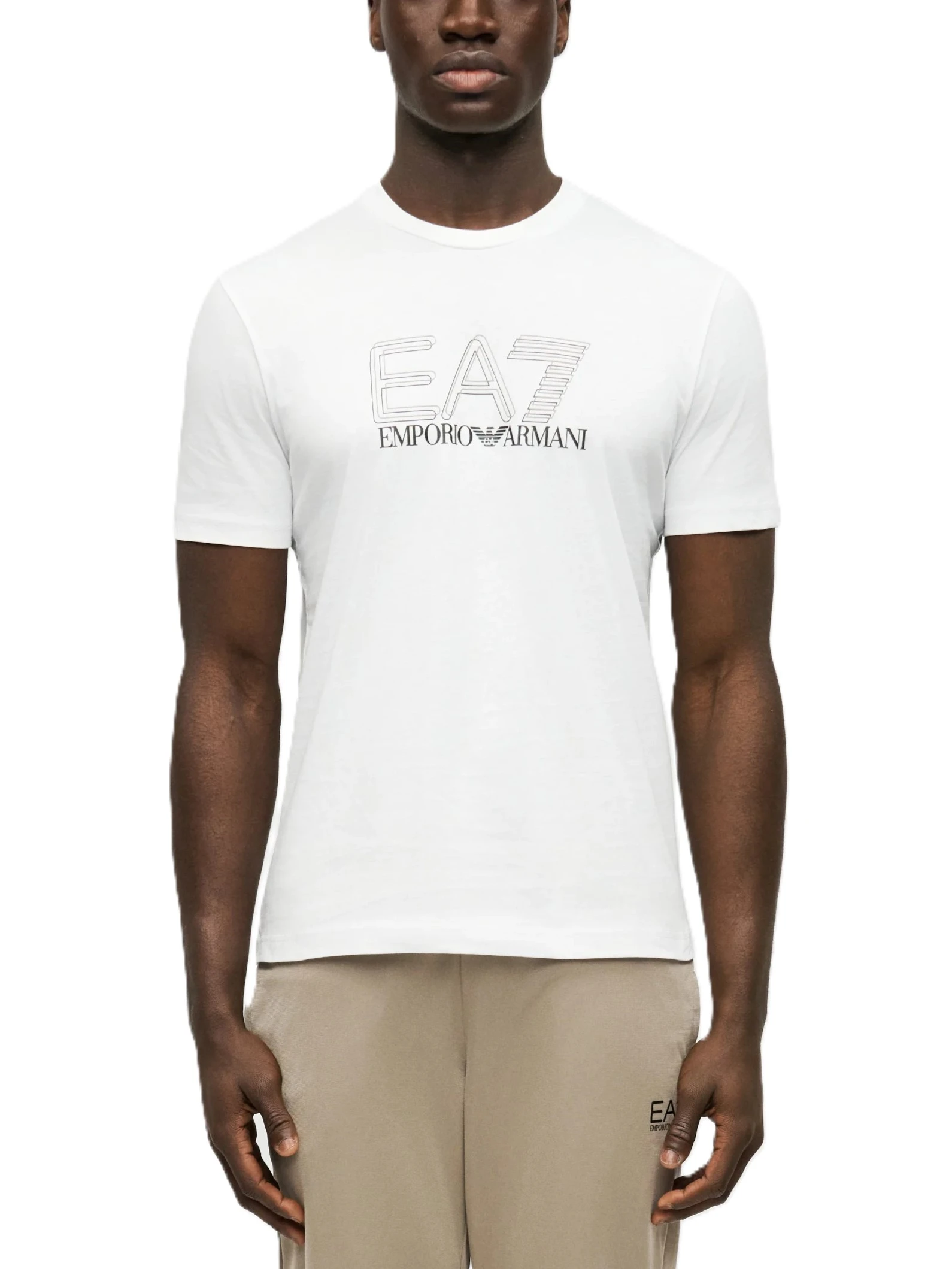 T-SHIRT MANCA CORTA IN JERSEY DI COTONE TRASPIRANTE CON LOGO STAMPATO BIANCO