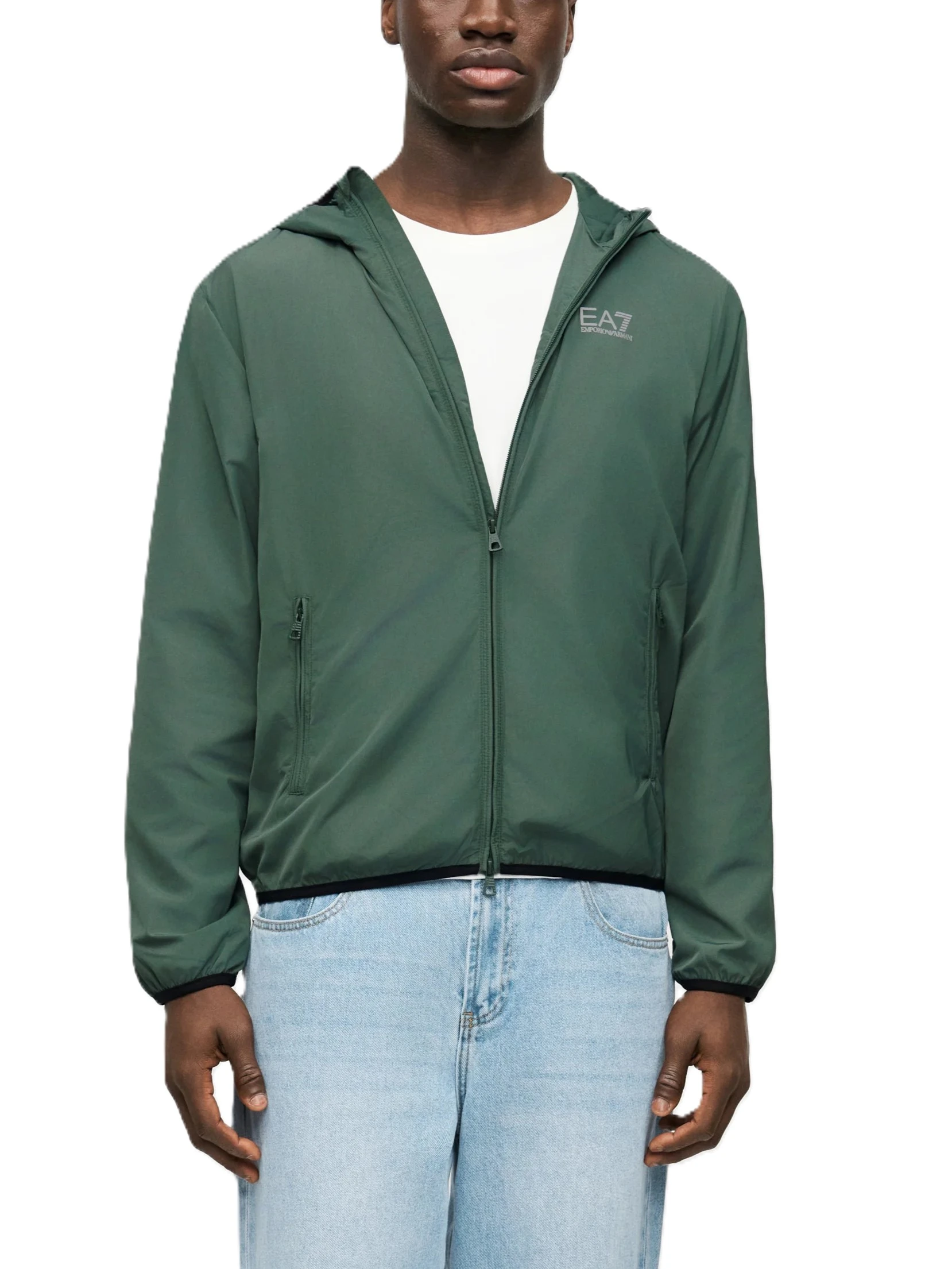 GIACCA CON CAPPUCCIO FODERATO E ZIP IN DOPPIA DIREZIONE UOMO VERDE