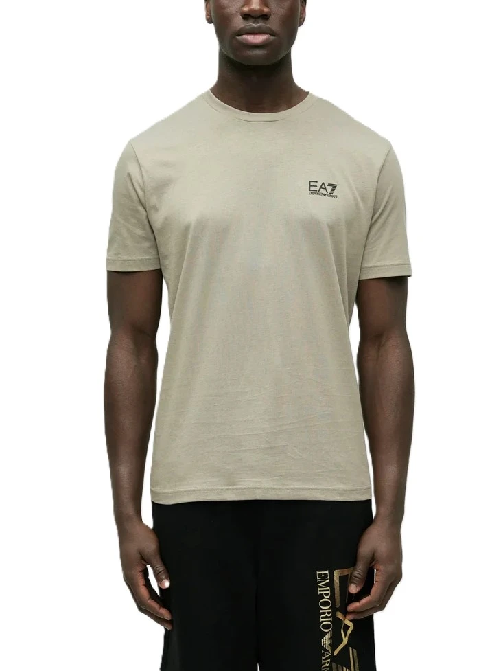 T-SHIRT IN JERSEY DI COTONE CON LOGO E DETTAGLIO GRAFICO UOMO BEIGE