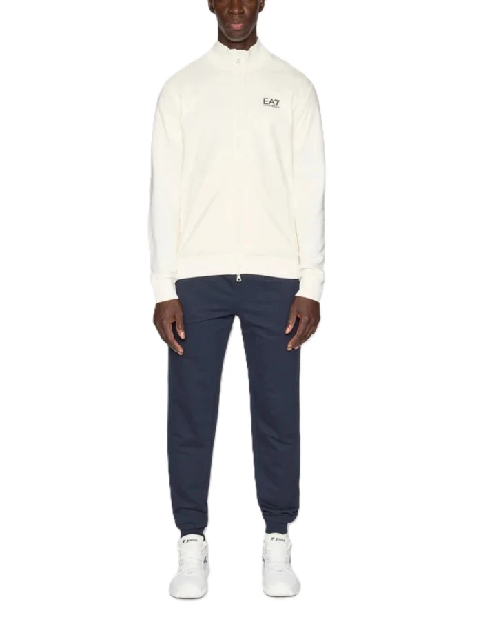 TUTA IN COTONE CON COLLETTO ALLA COREANA E ZIP UOMO BIANCO