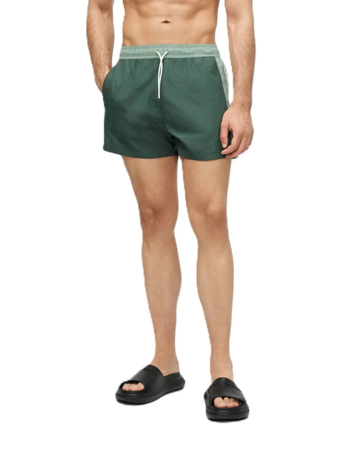 COSTUME BOXER CON FASCA ELASTICA A CONTRASTO E COULISSE UOMO VERDE