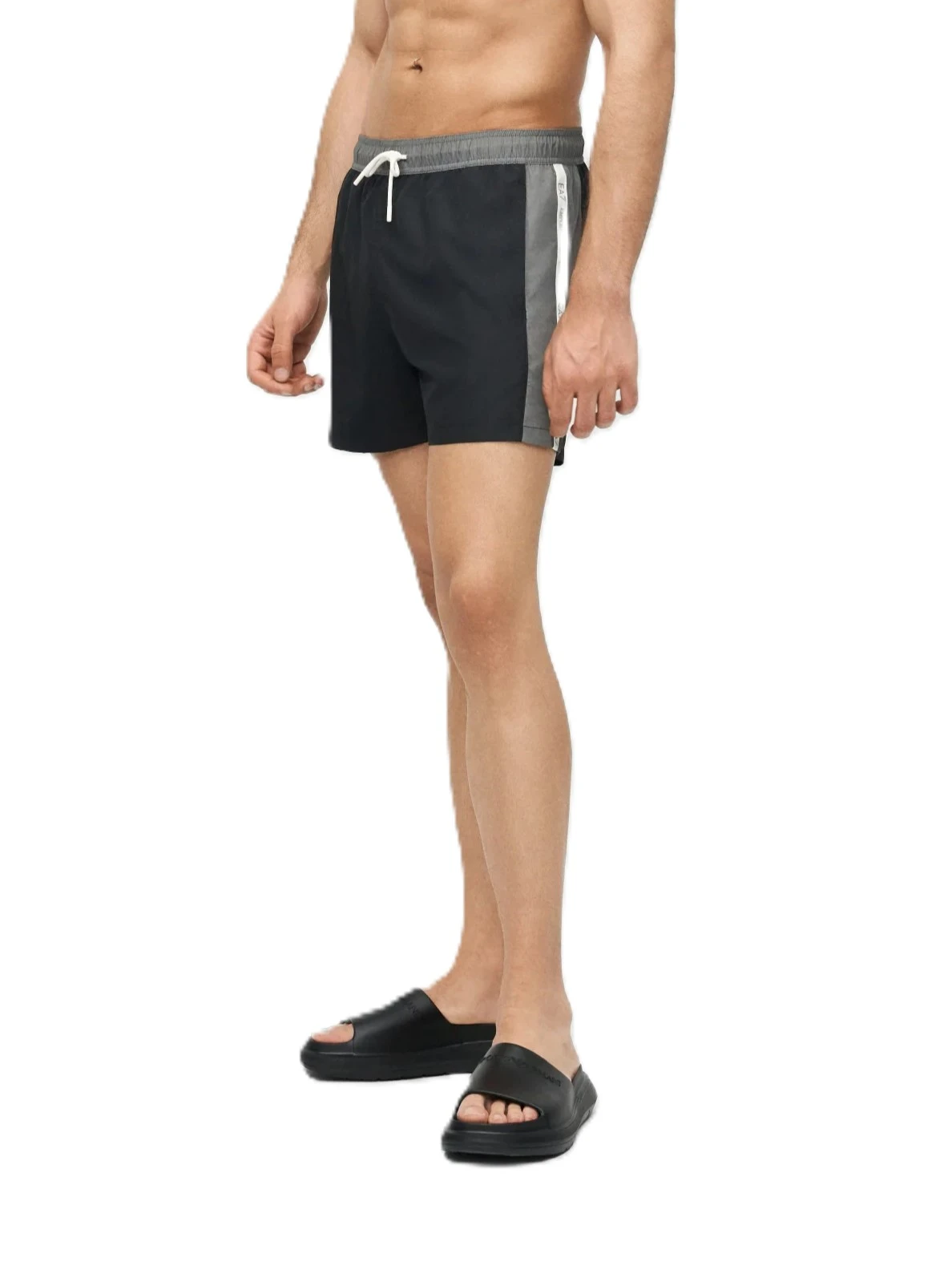 COSTUME BOXER CON FASCA ELASTICA A CONTRASTO E COULISSE UOMO NERO