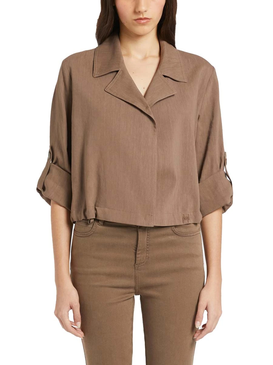 GIACCA CORTA SCOLLO A REVER CON LACCETTO DONNA MARRONE