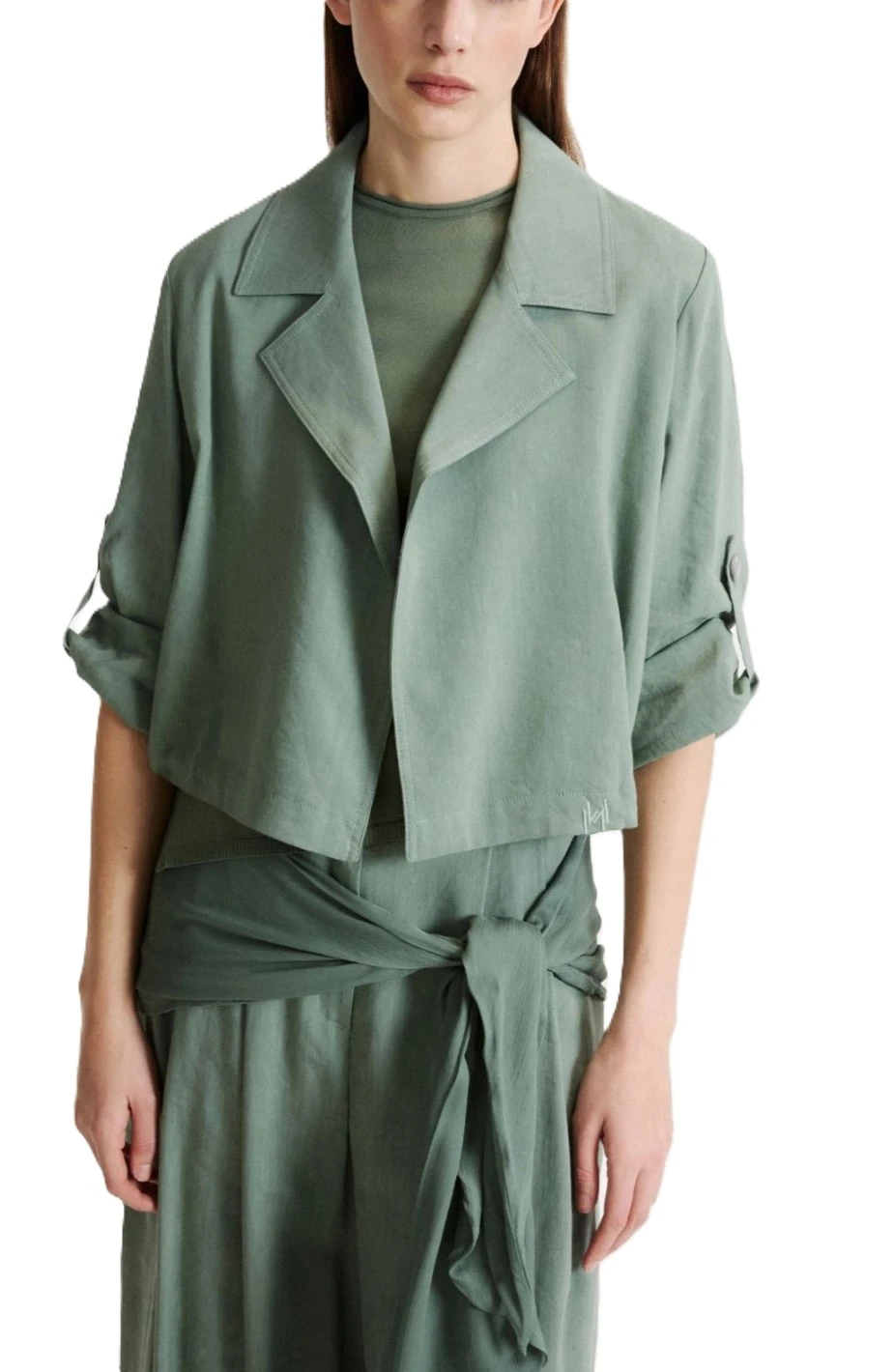 GIACCA CORTA SCOLLO A REVER CON LACCETTO DONNA VERDE