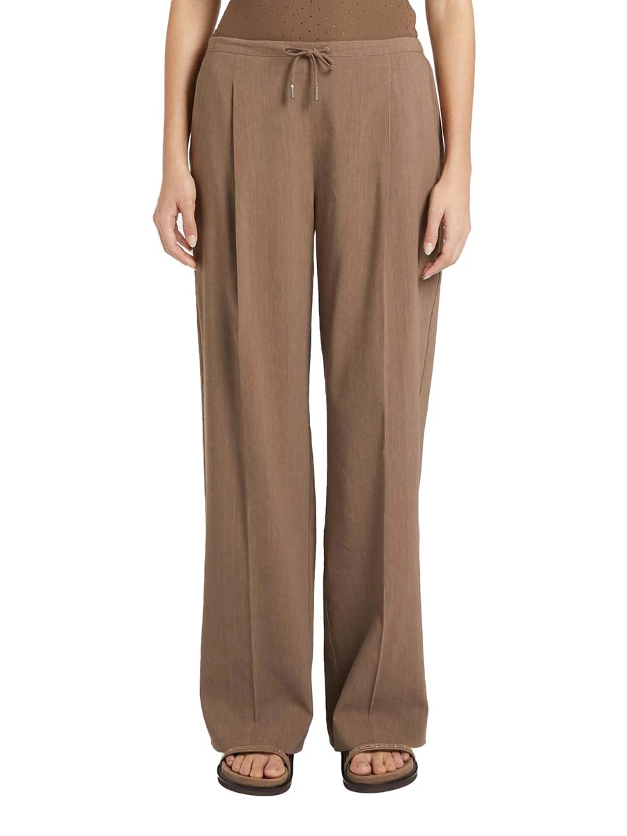 PANTALONI PALAZZO FLUIDI CON COULISSE DONNA MARRONE