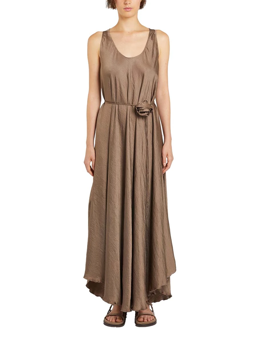 VESTITO LUNGO SVASATO DONNA MARRONE