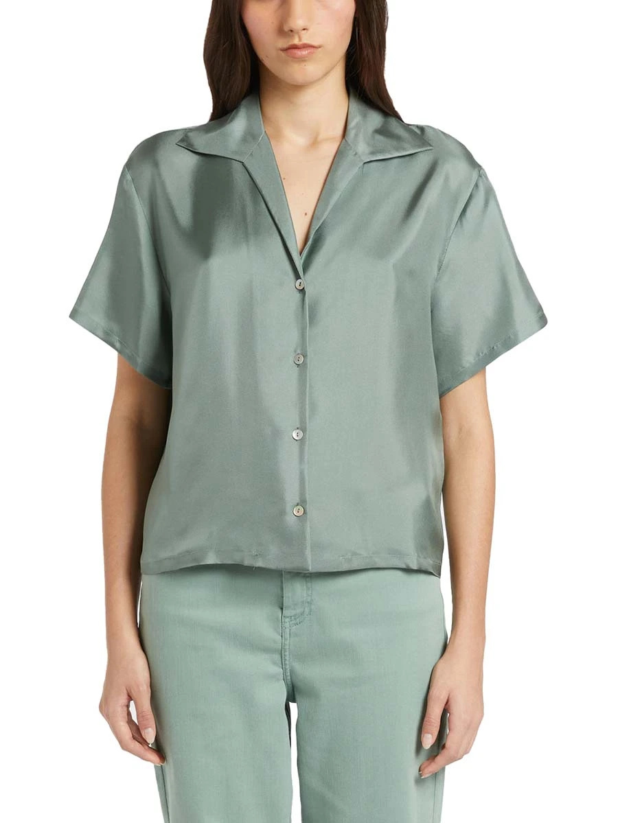 CAMICIA MANICA CORTA COLLO AMPIO DONNA VERDE