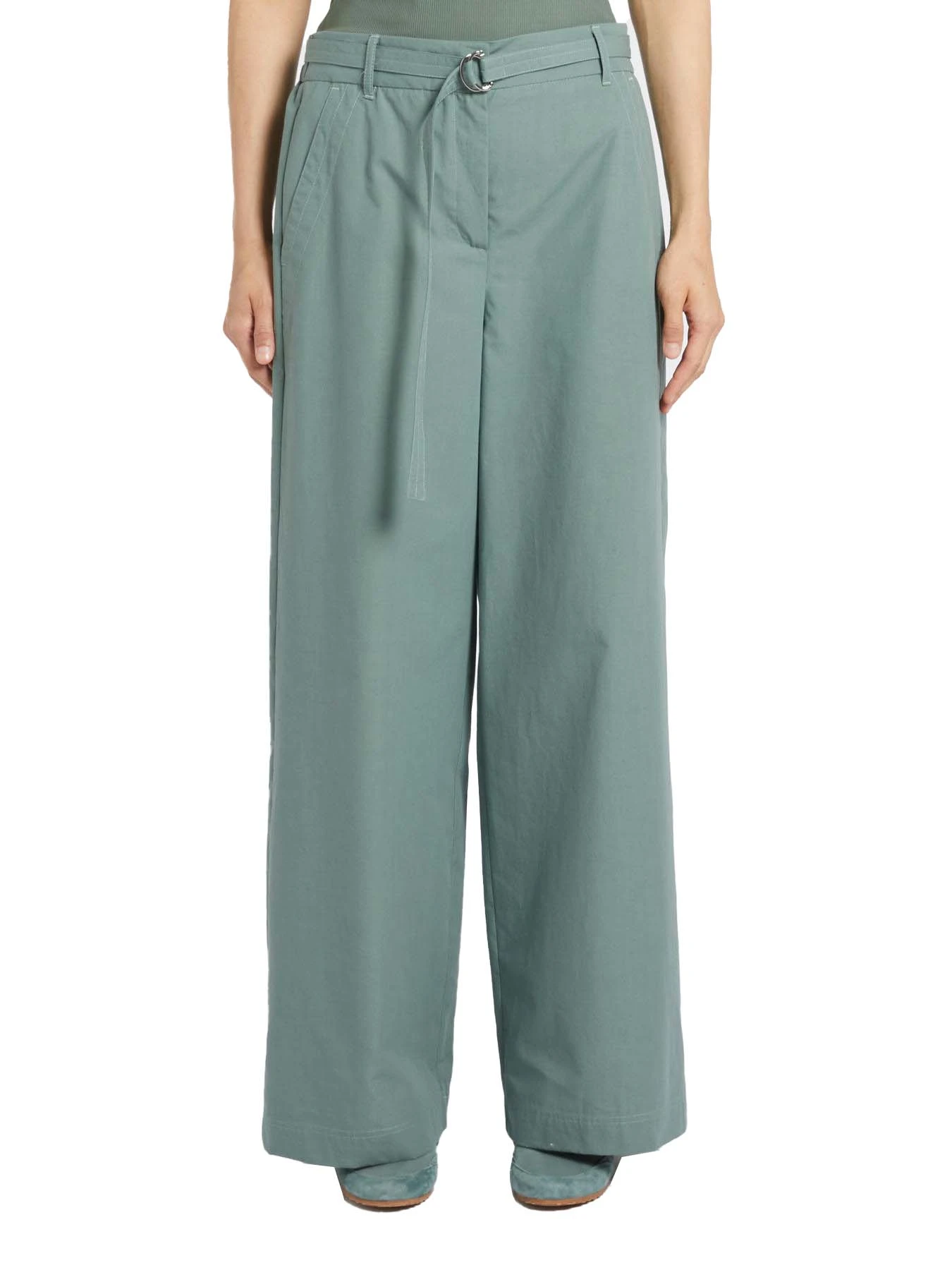 PANTALONI PALAZZO CON CHIUSURA NASCOSTA DONNA VERDE