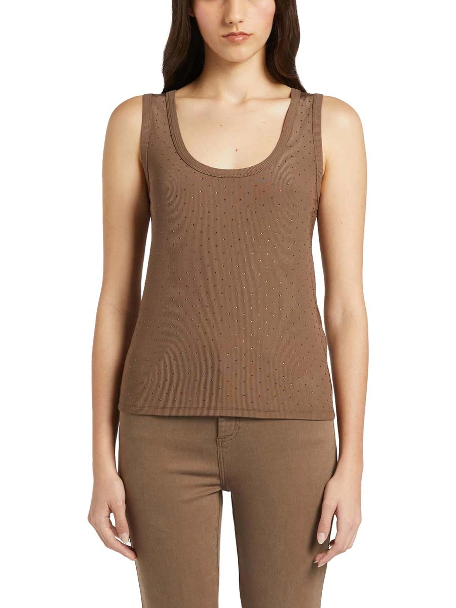 TOP CANOTTA FIT ADERENTE DONNA MARRONE