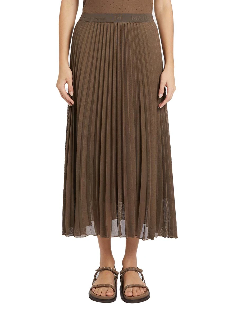 GONNA LUNGA CON PIEGHE  FODERATO DONNA MARRONE