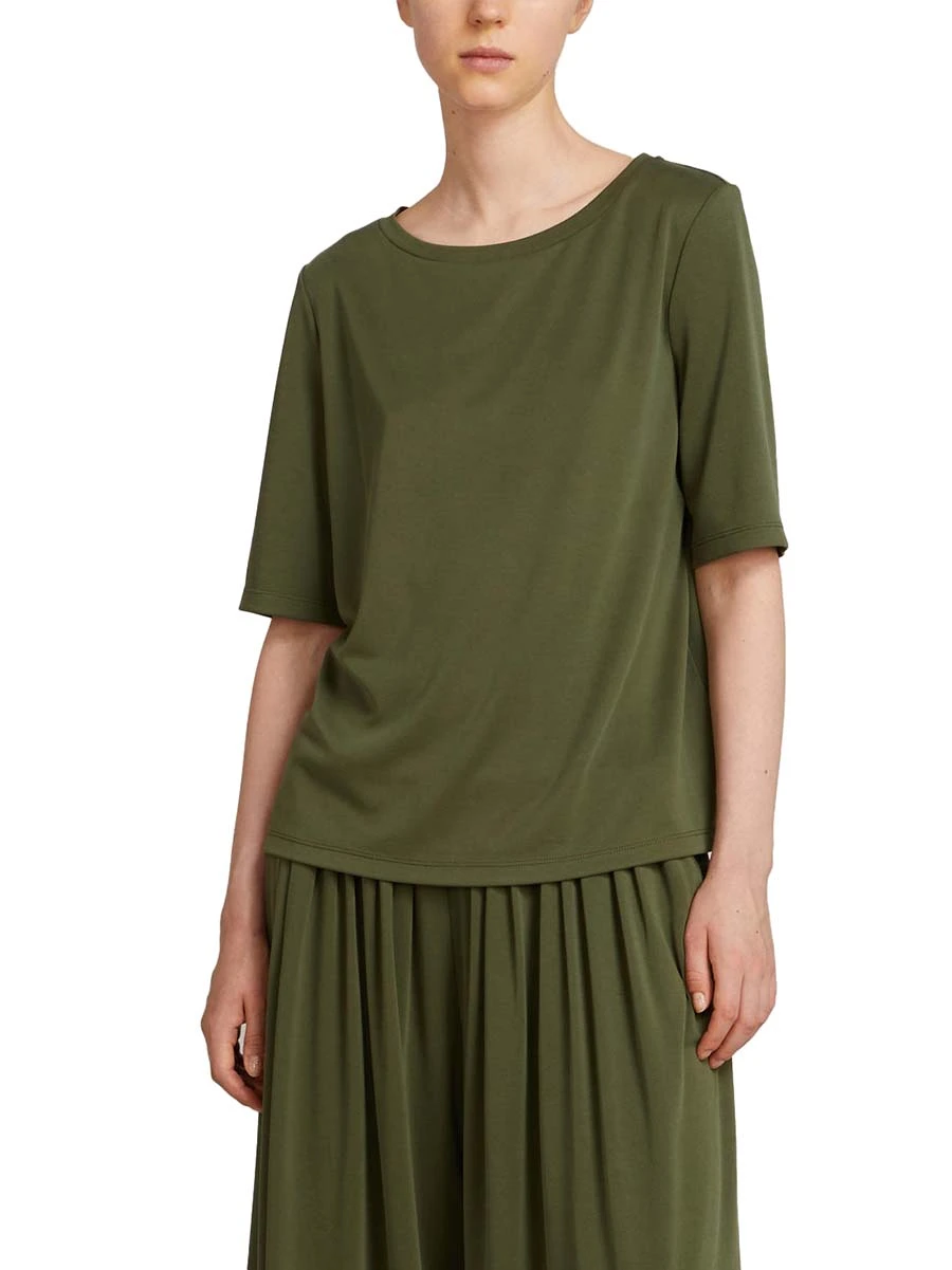 BLUSA MANICA CORTA SCOLLO A BARCHETTA DONNA VERDE