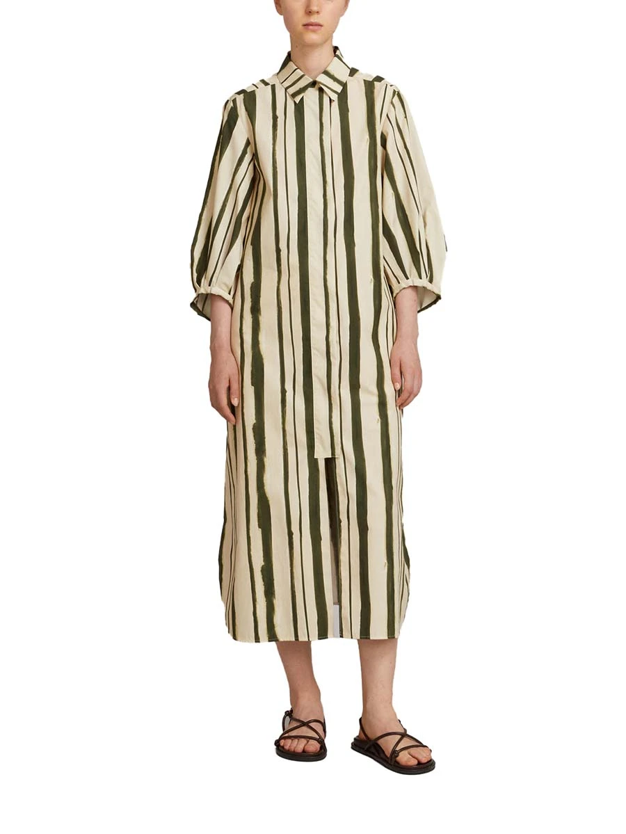 Abito Floreale Donna Masrin: Vestito Corto Oversize In Cotone, Con Tasche, Scollo Rotondo, Stile Retrò