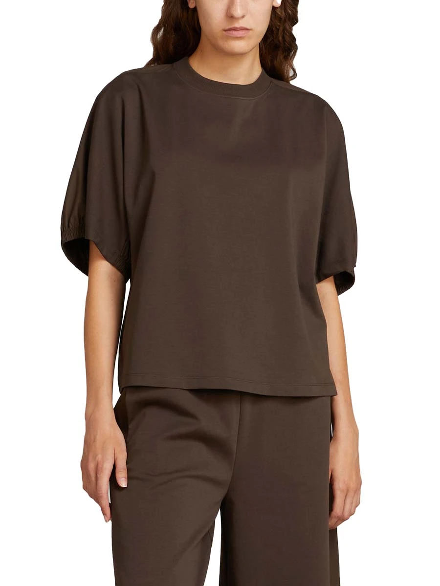 BLUSA MANICHE A PALLONCINO DONNA MARRONE