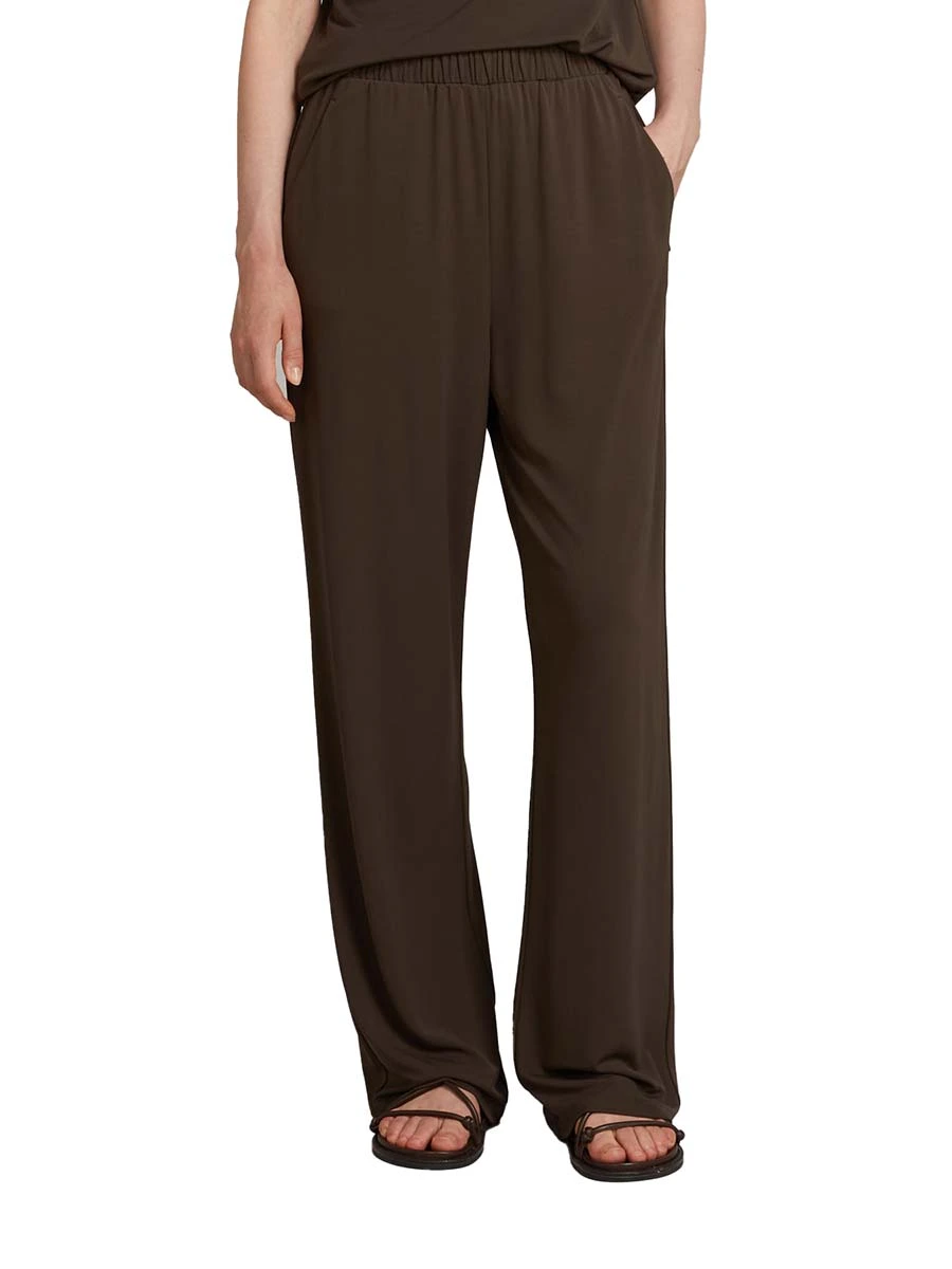 PANTALONI A SIGARETTA CON VITA ELASTICIZZATA DONNA MARRONE