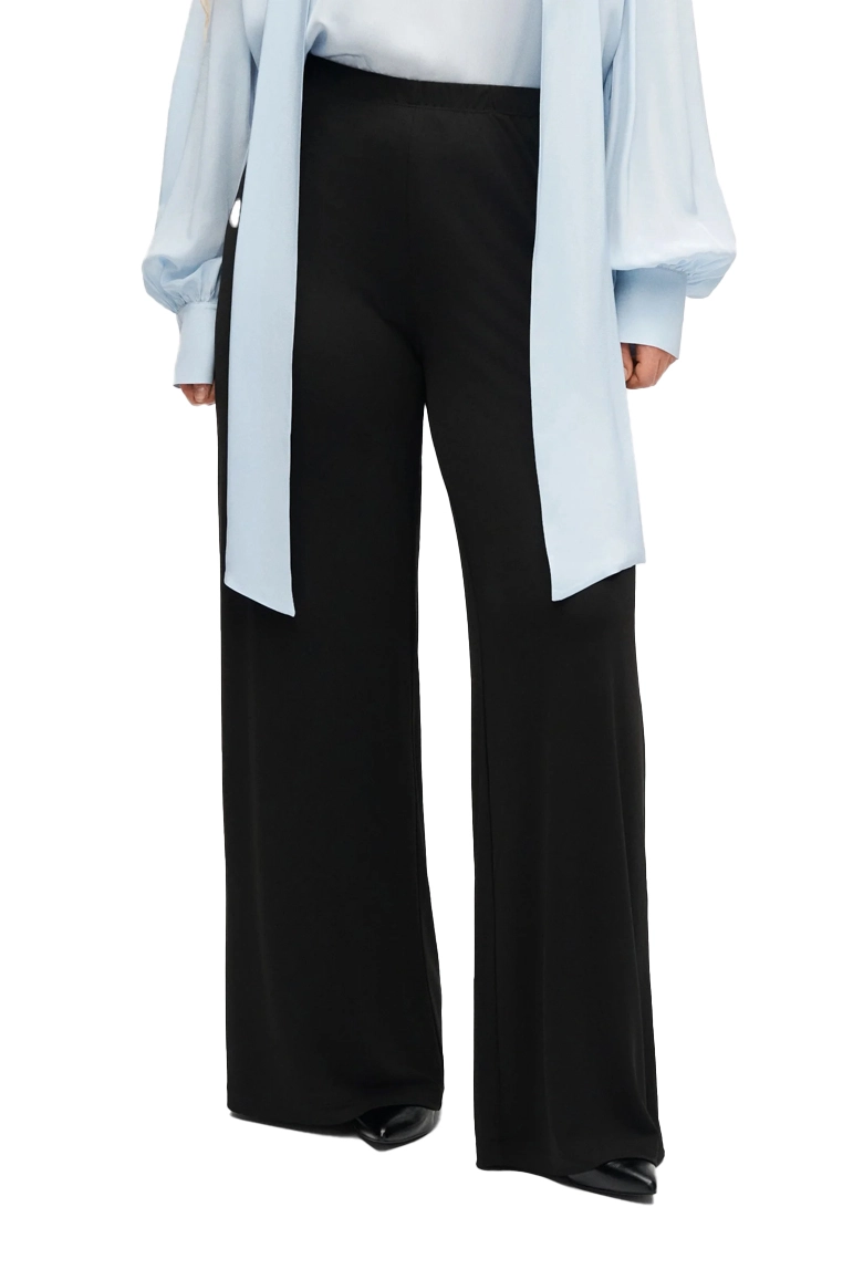 PANTALONI PALAZZO CON VITA ALTA  DONNA NERO