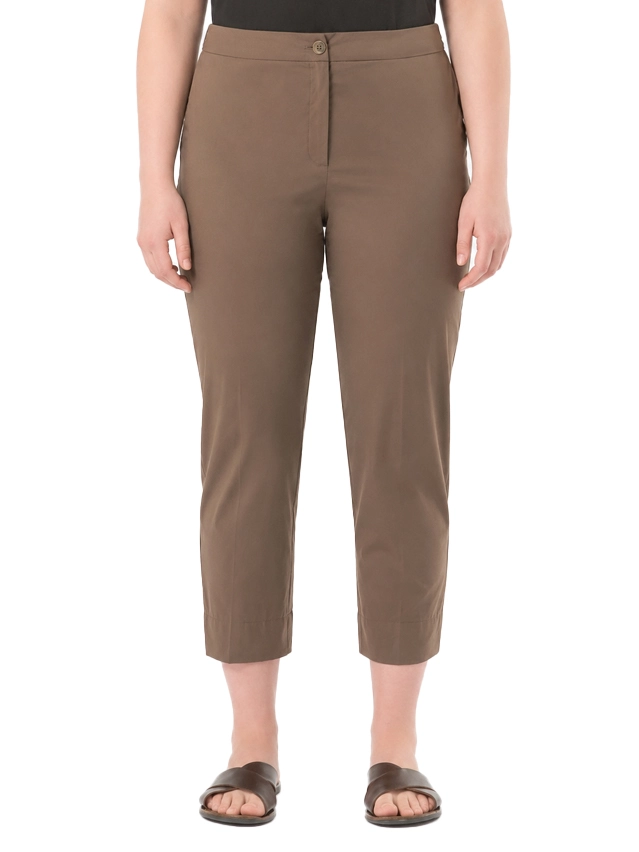 PANTALONI CROPPED IN COTONE STRETCH CON SPACCHETTI AL FONDO DONNA MARRONE
