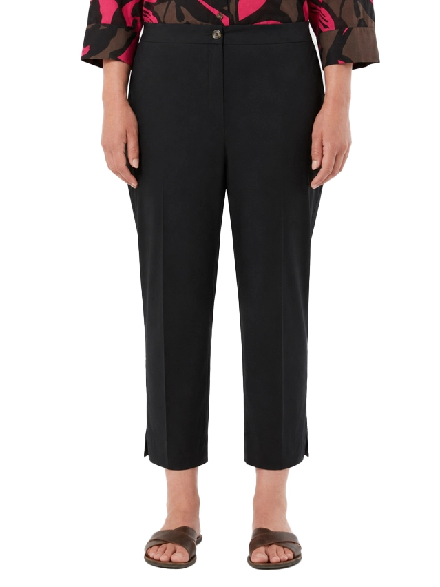 PANTALONI CROPPED IN COTONE STRETCH CON SPACCHETTI AL FONDO DONNA NERO