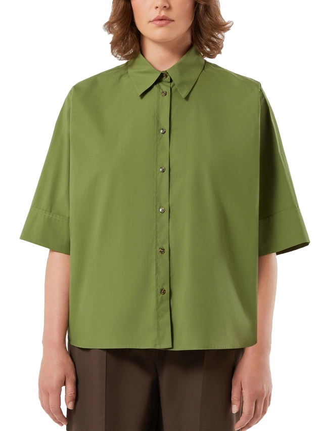 CAMICIA MANICA CORTA IN COTONE LINEA BOXY DONNA VERDE