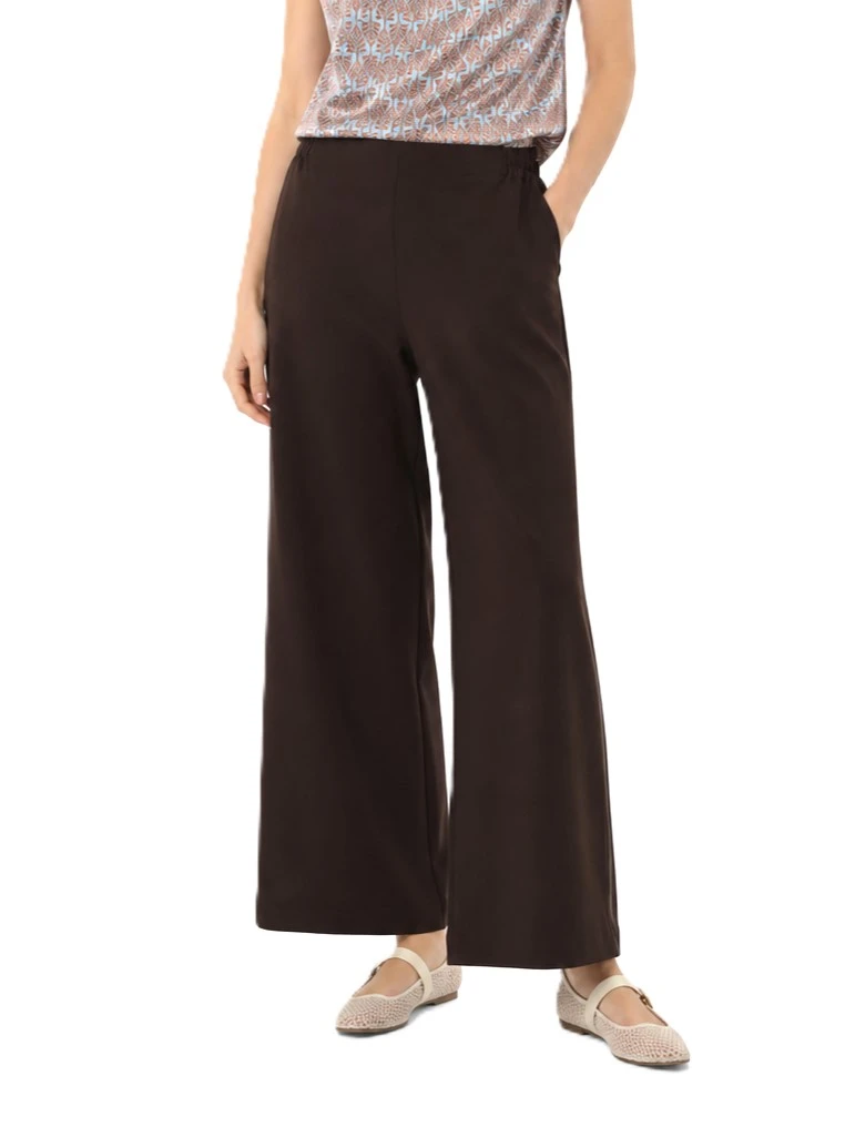 PANTALONI PALAZZO CON ELASTICO POSTERIORE IN VITA DONNA MARRONE