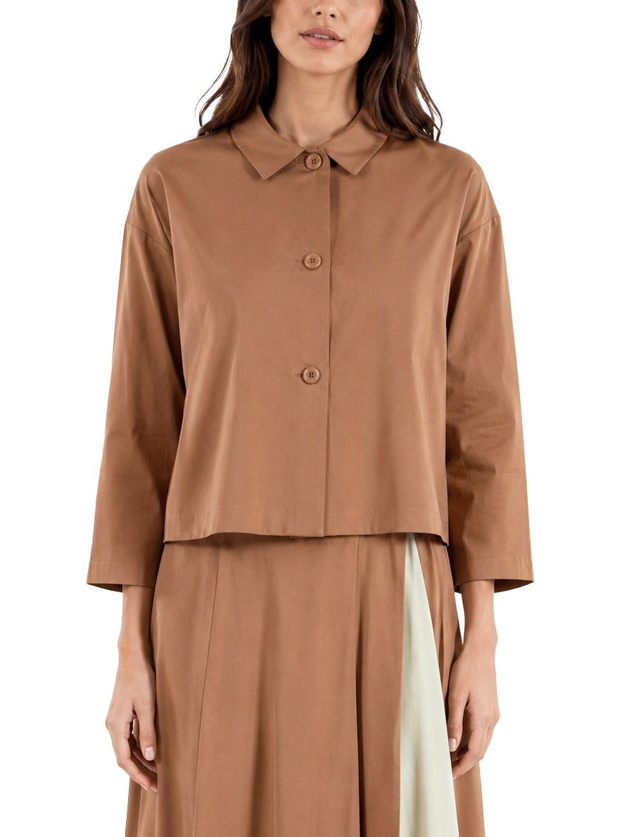 GIACCA CORTA IN COTONE STRETCH MODELLO BOXY DONNA ROSA