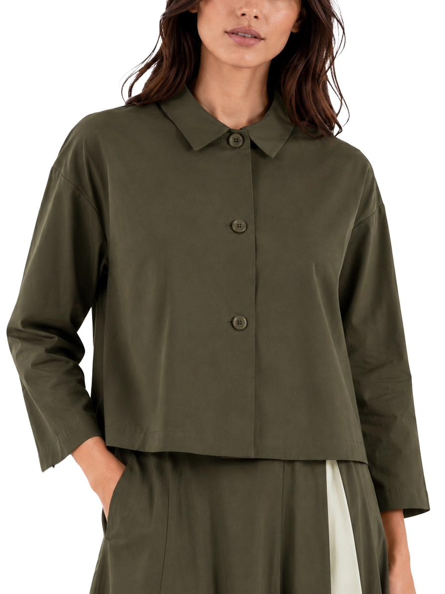 GIACCA CORTA IN COTONE STRETCH MODELLO BOXY DONNA VERDE