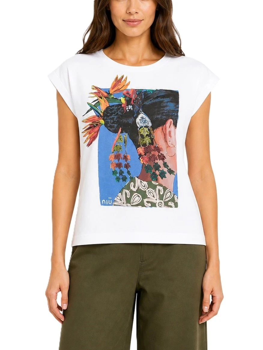 T-SHIRT CON STAMPA DI COLLEZIONE DONNA BIANCO