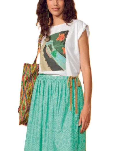 T-SHIRT IN JERSEY MANICA CORTA CON STAMPA KUCHING DONNA BIANCO