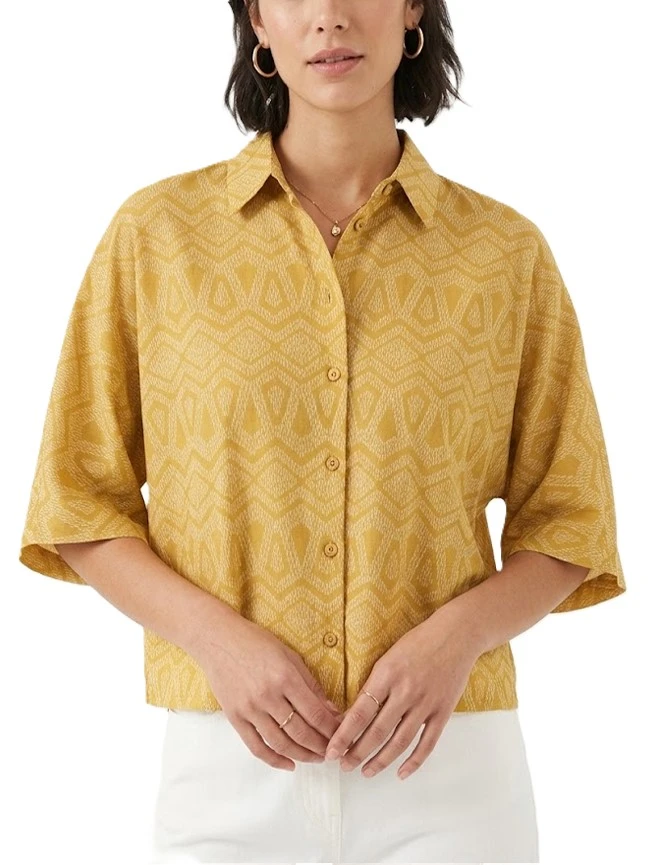 CAMICIA KIMONO IN VOILE STAMPATO DONNA AVORIO